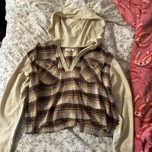 Plaid Hooded Women's Blouse
